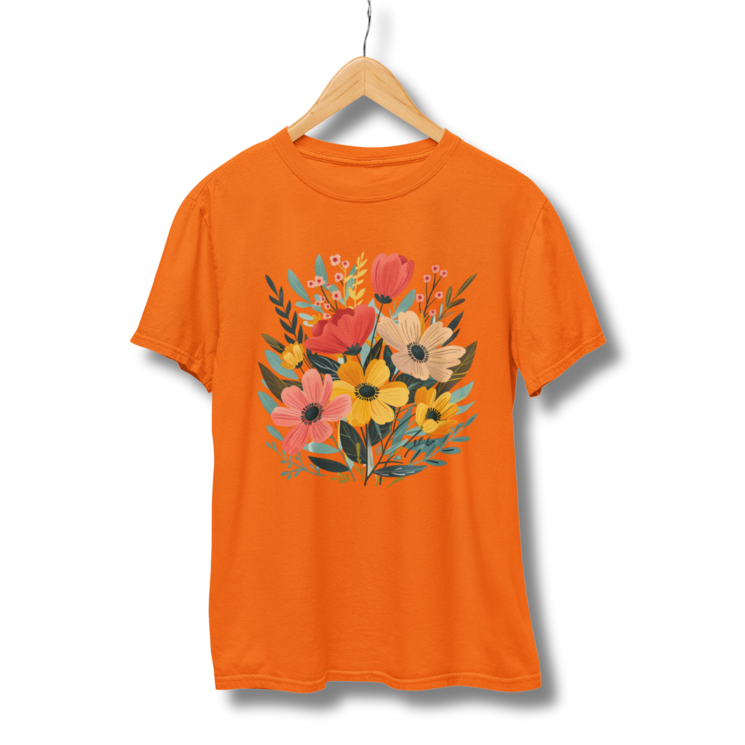 Flower Half Sleeve T-Shirt