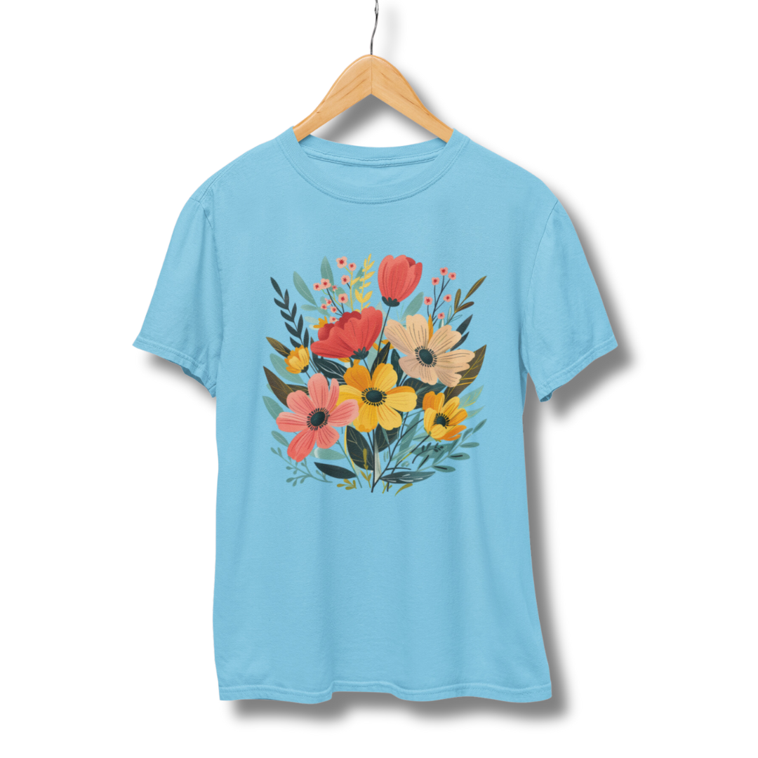 Flower Half Sleeve T-Shirt