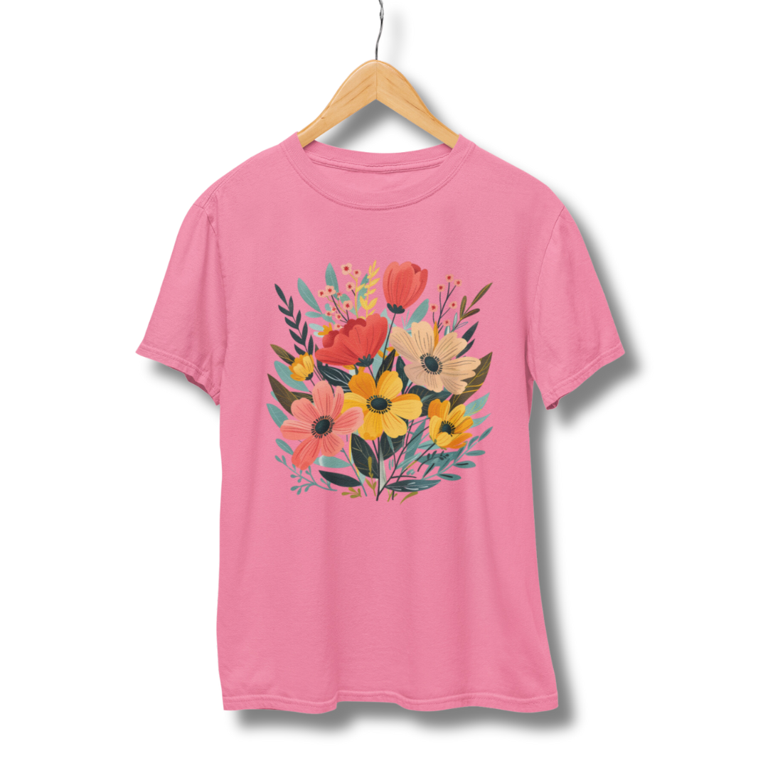 Flower Half Sleeve T-Shirt