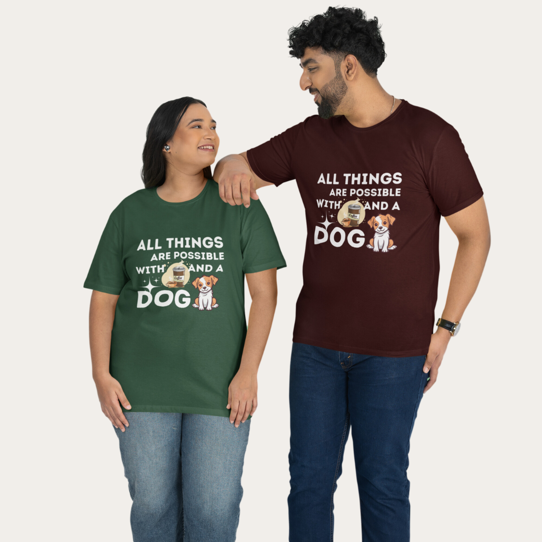 Coffee And Dog Half Sleeve T-Shirt