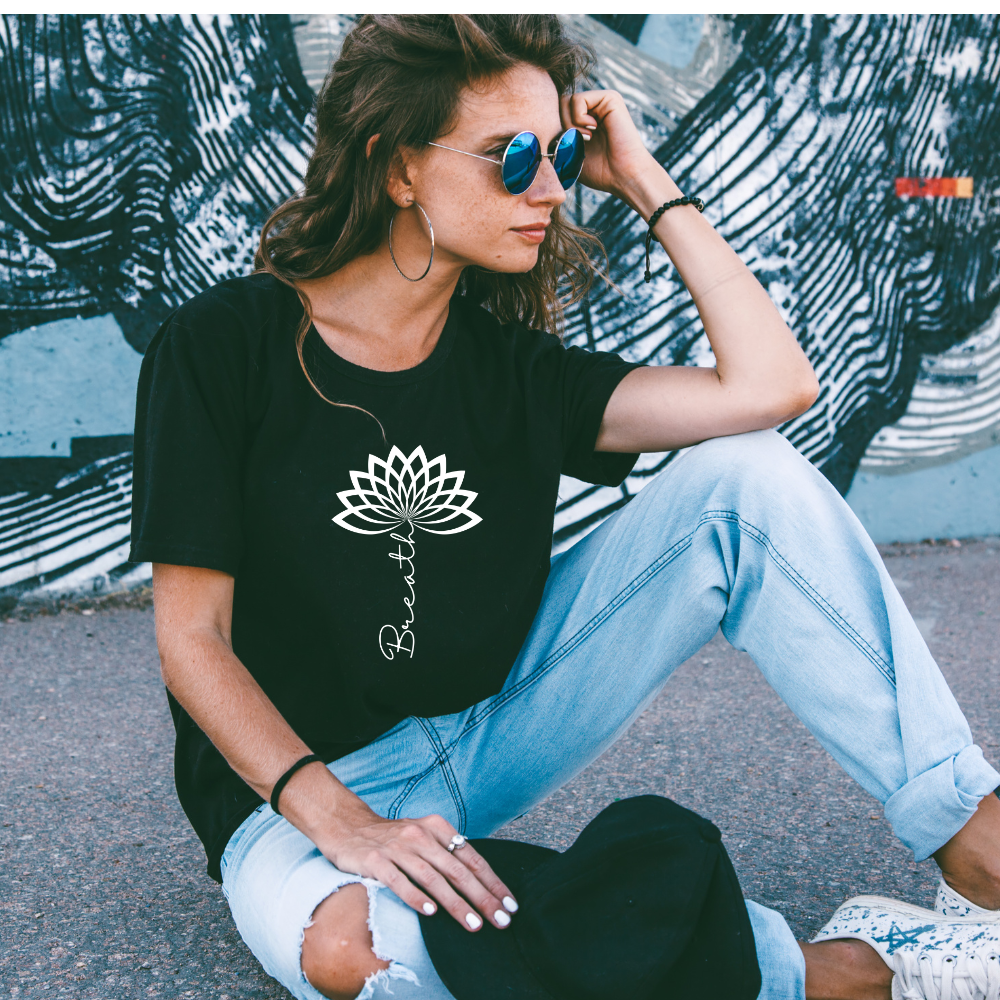 Lotus Breath Yoga Half Sleeve T-Shirt