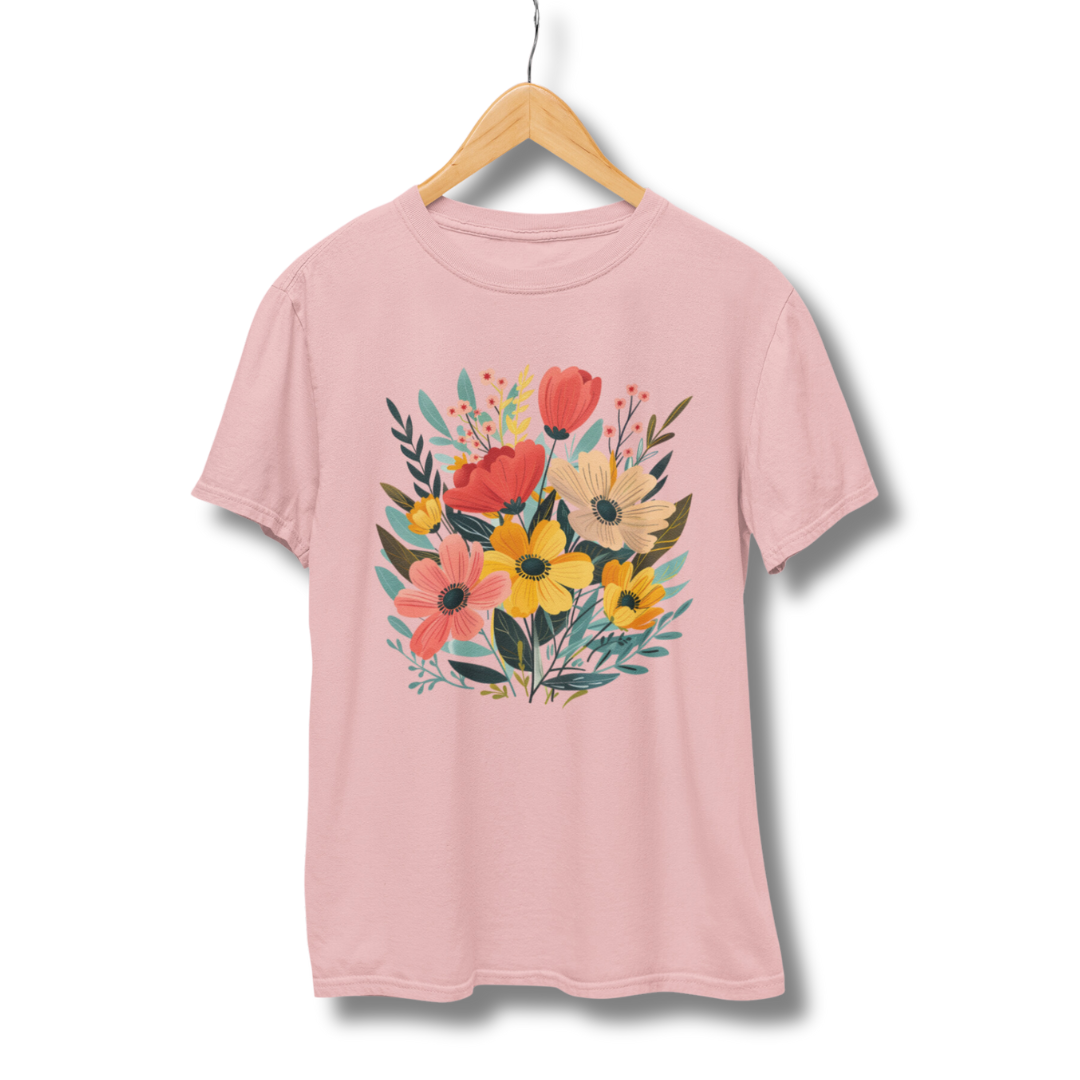 Flower Half Sleeve T-Shirt