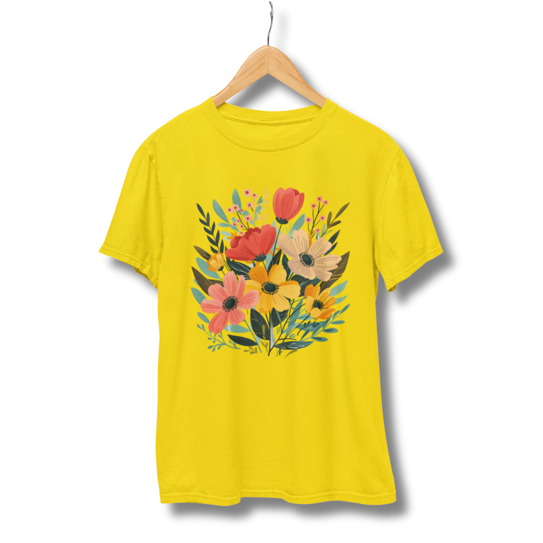Flower Half Sleeve T-Shirt