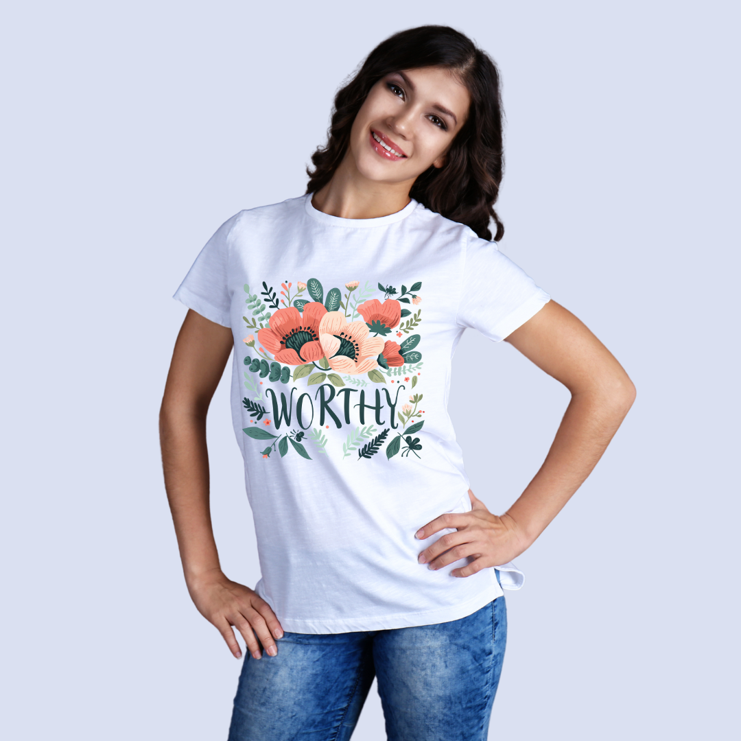 Flower Worthy Half Sleeve T-Shirt