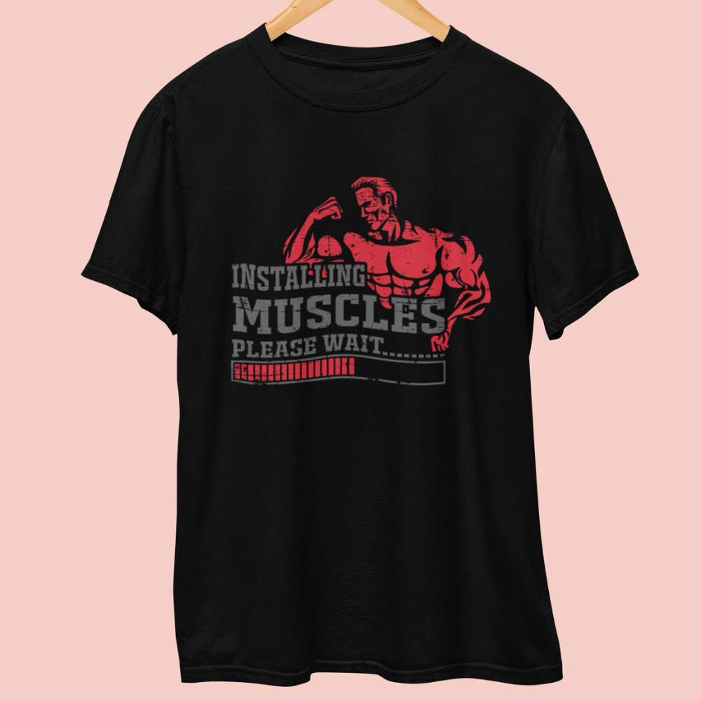 Installing muscles please wait Half Sleeve T-Shirt