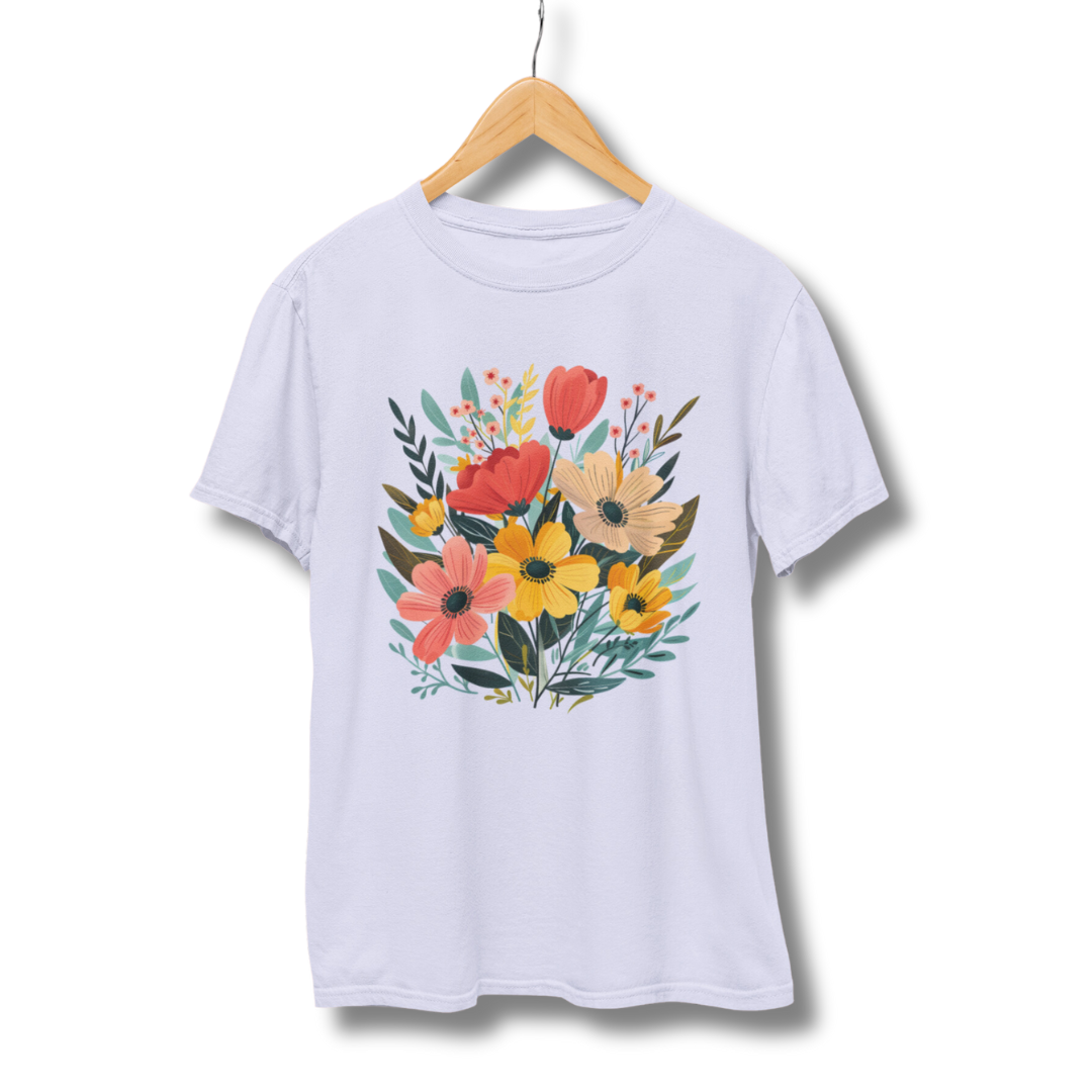 Flower Half Sleeve T-Shirt