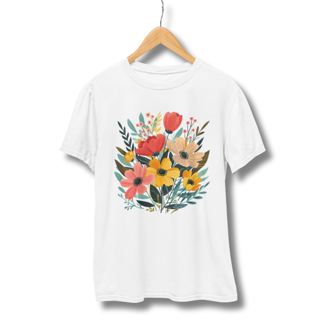 Flower Half Sleeve T-Shirt